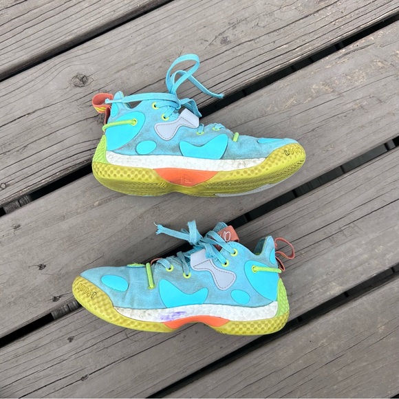 Adidas Harden Vol. 6 J “Pulse Aqua Solar Yellow” Kids Boost | Boys Size 3.5 - Picture 2 of 16